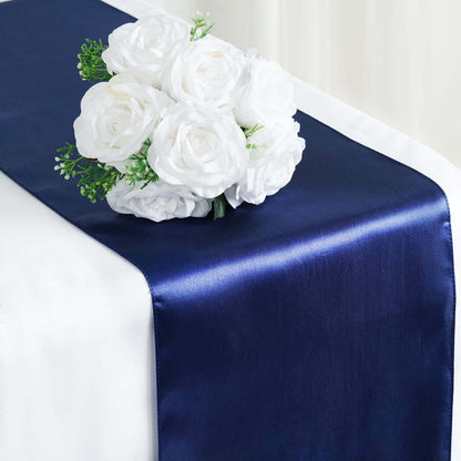 Satin 12"x108" Table Runner Navy Blue - Stylish Table Linen - NestOCart