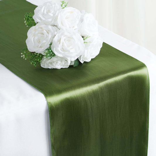 Satin 12"x108" Table Runner Olive Green - Stylish Table Linen - NestOCart