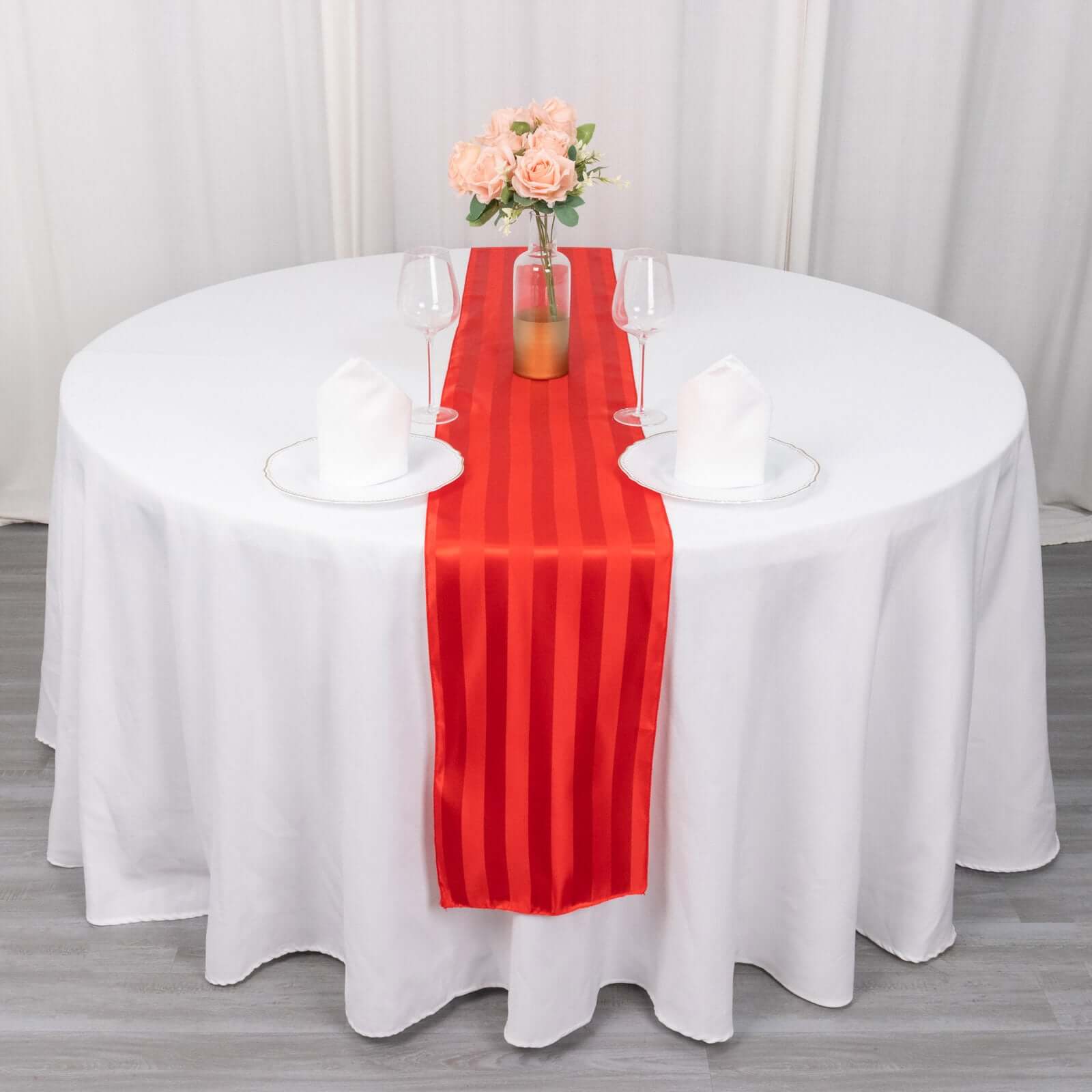 Satin 12"x108" Table Runner Red - Stripe Table Decor - Bell Racket Store
