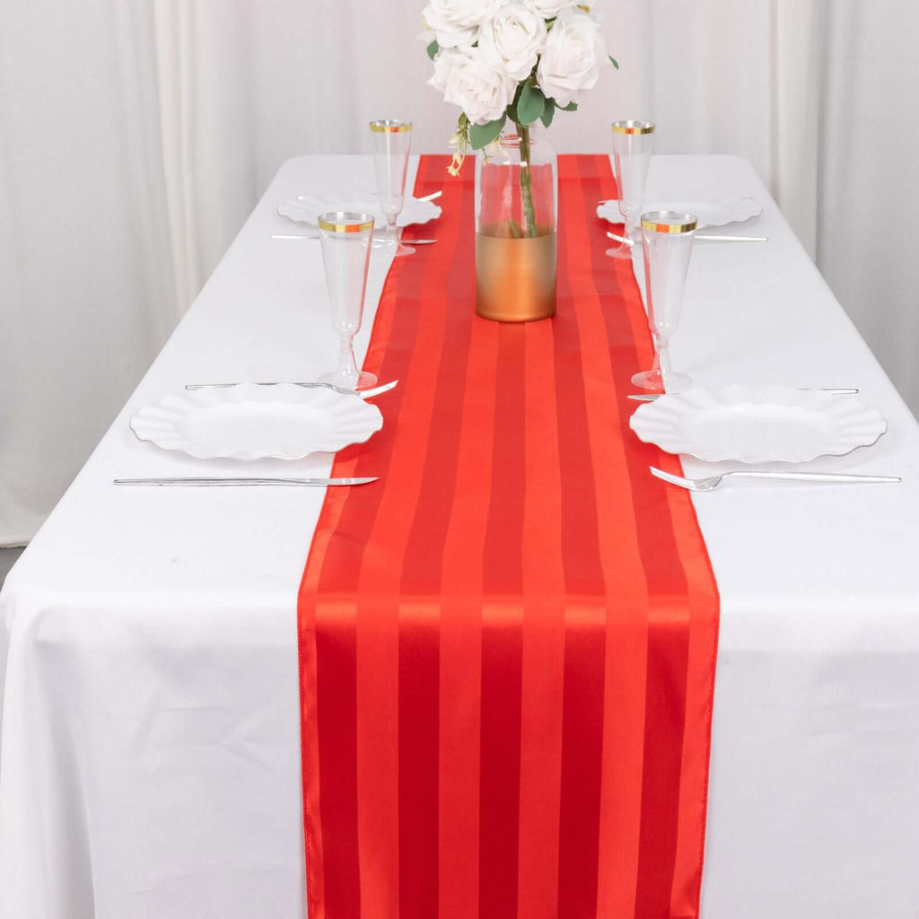 Satin 12"x108" Table Runner Red - Stripe Table Decor - Bell Racket Store
