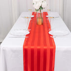 Satin 12"x108" Table Runner Red - Stripe Table Decor - Bell Racket Store