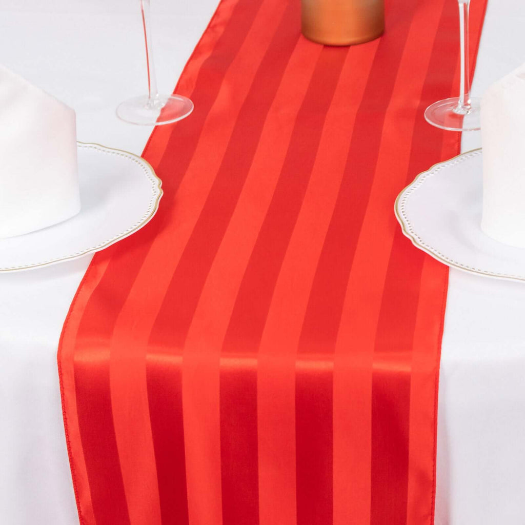Satin 12"x108" Table Runner Red - Stripe Table Decor - Bell Racket Store