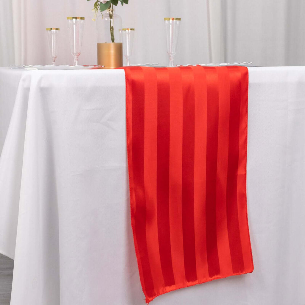 Satin 12"x108" Table Runner Red - Stripe Table Decor - Bell Racket Store