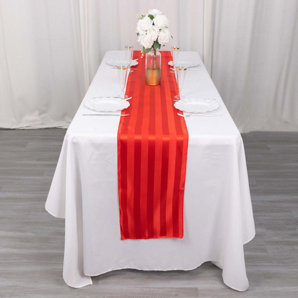 Satin 12"x108" Table Runner Red - Stripe Table Decor - Bell Racket Store
