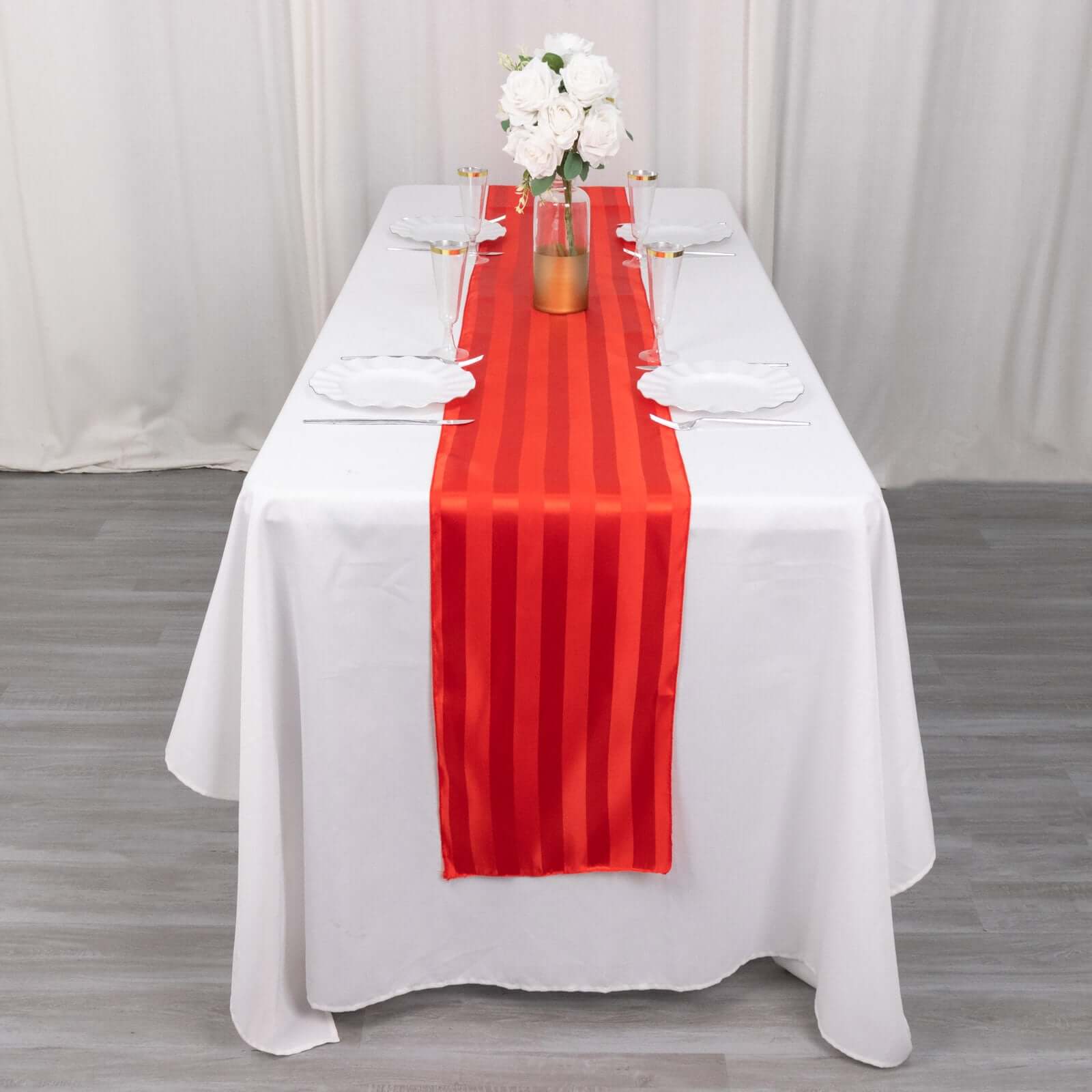 Satin 12"x108" Table Runner Red - Stripe Table Decor - Bell Racket Store