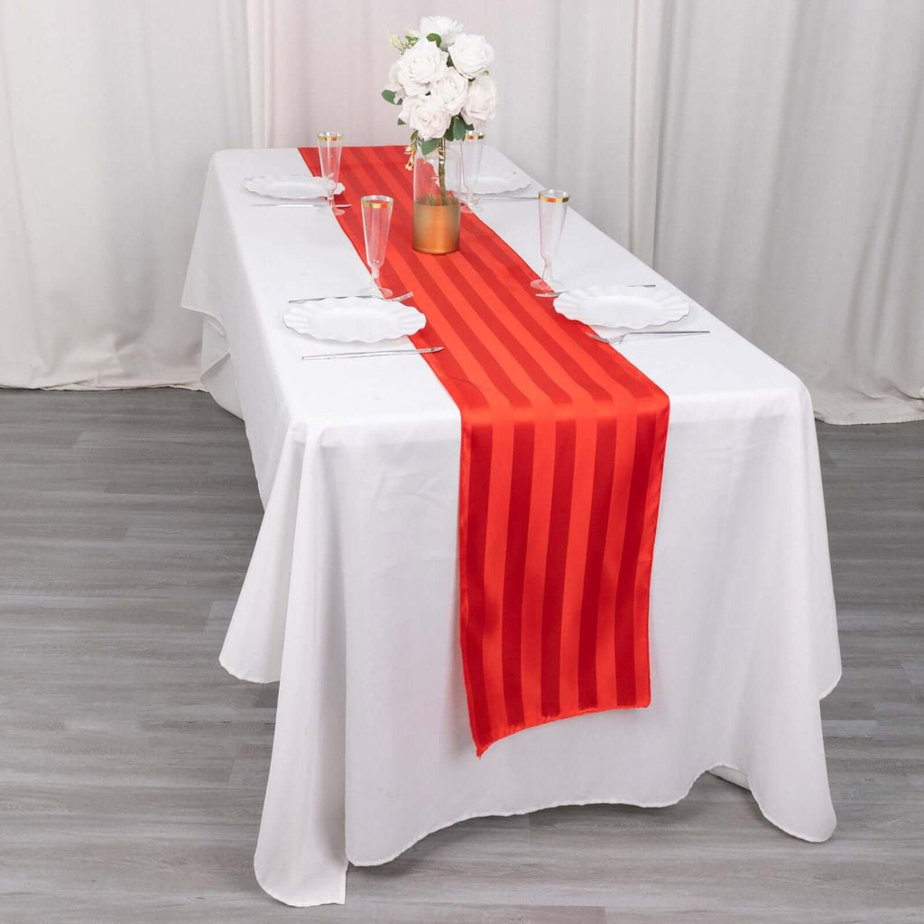 Satin 12"x108" Table Runner Red - Stripe Table Decor - Bell Racket Store