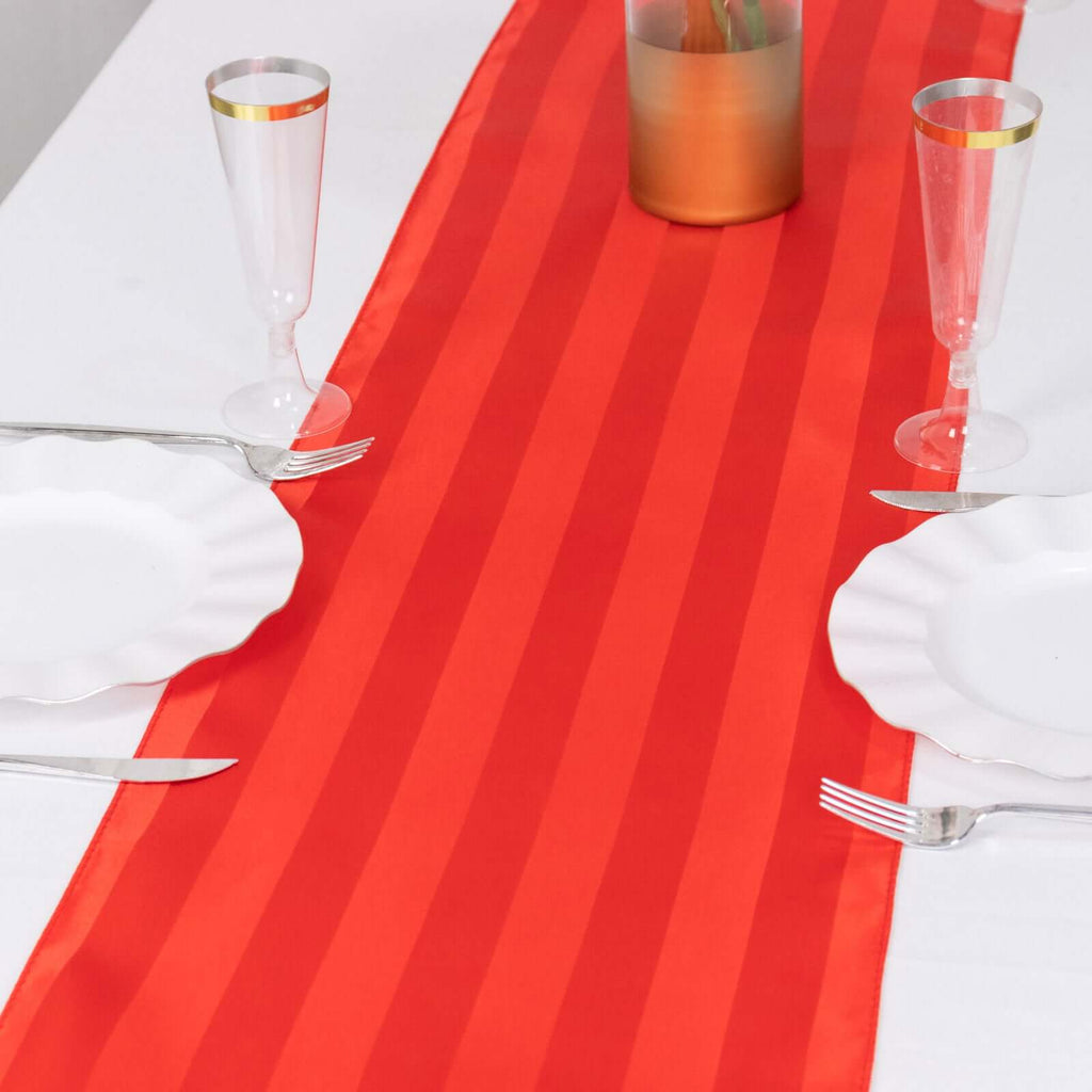 Satin 12"x108" Table Runner Red - Stripe Table Decor - Bell Racket Store