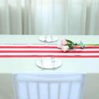 Satin 12"x108" Table Runner Red/White Stripe - Classic Striped Design