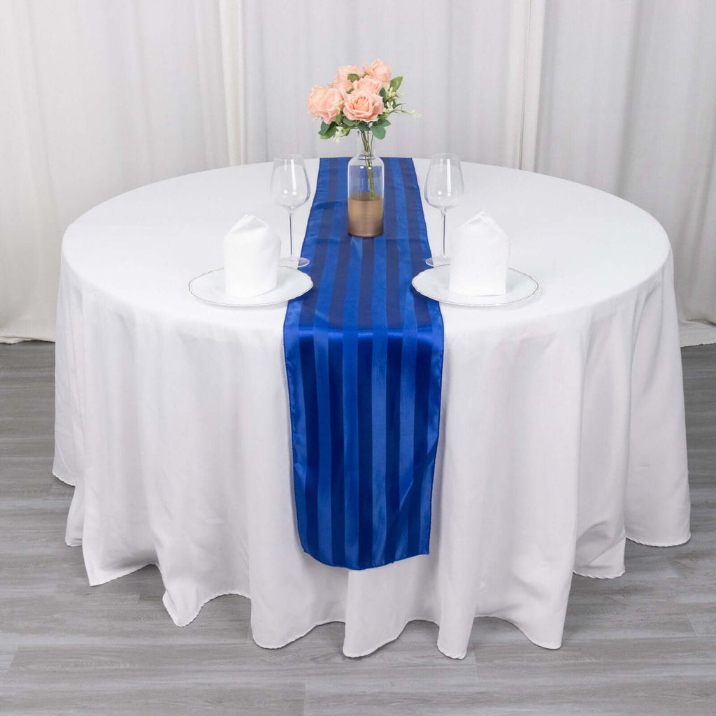 Satin 12"x108" Table Runner Royal Blue - Stripe Table Decor - Bell Racket Store