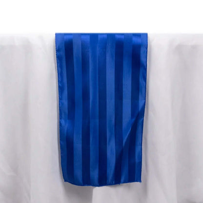 Satin 12"x108" Table Runner Royal Blue - Stripe Table Decor - Bell Racket Store