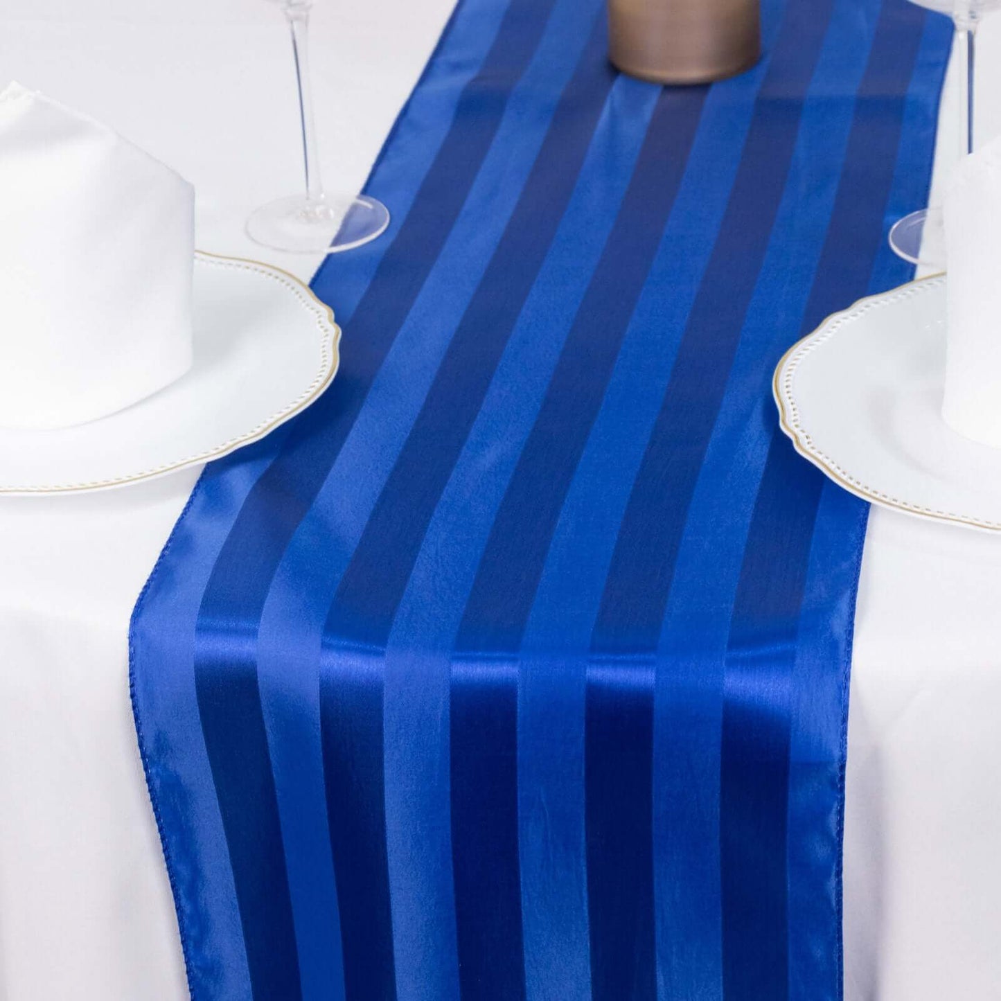 Satin 12"x108" Table Runner Royal Blue - Stripe Table Decor - Bell Racket Store
