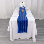 Satin 12"x108" Table Runner Royal Blue - Stripe Table Decor - Bell Racket Store