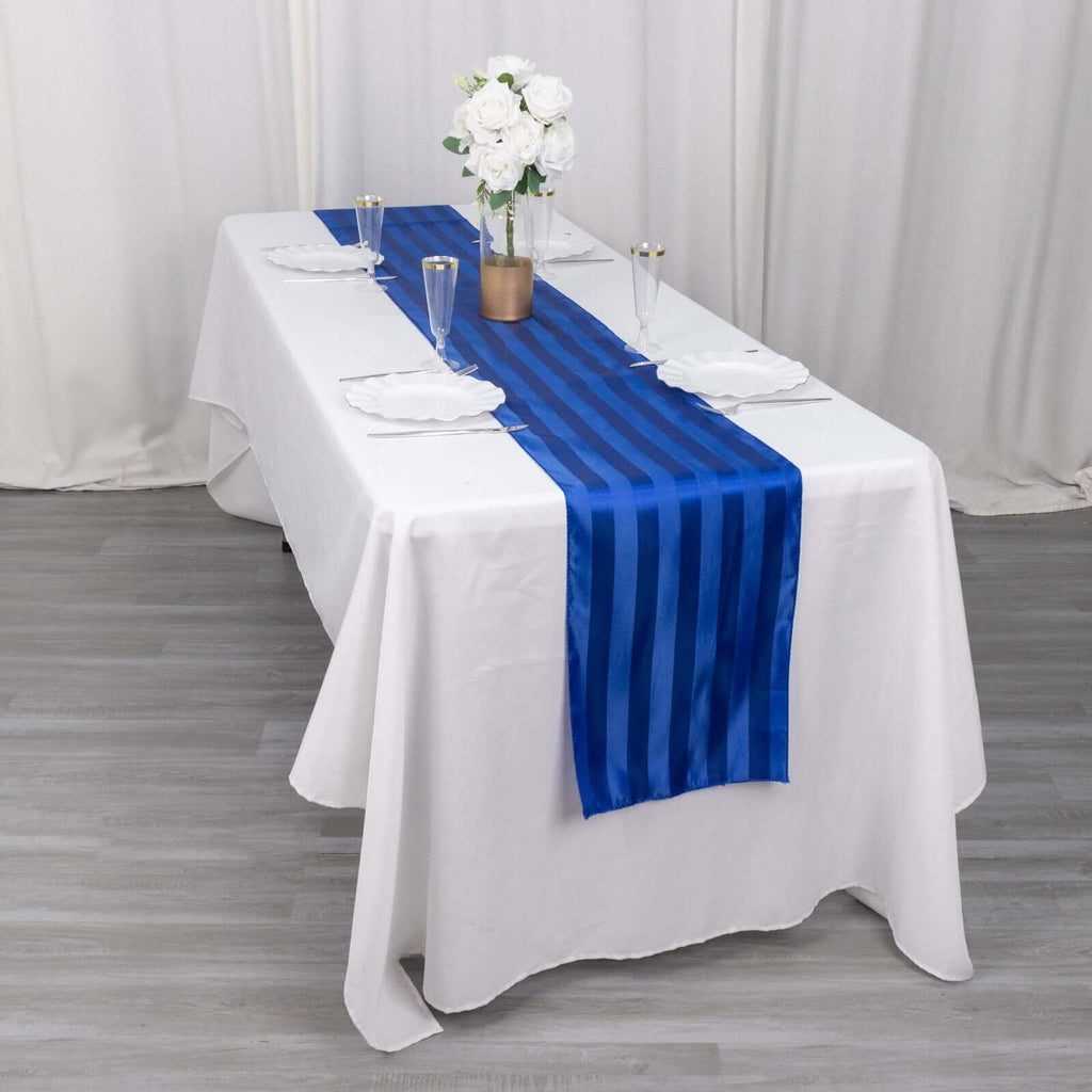 Satin 12"x108" Table Runner Royal Blue - Stripe Table Decor - Bell Racket Store