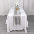 Satin 12"x108" Table Runner Silver Stripe - Stripe Table Decor - Bell Racket Store