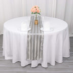 Satin 12"x108" Table Runner Silver Stripe - Stripe Table Decor - Bell Racket Store