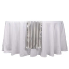 Satin 12"x108" Table Runner Silver Stripe - Stripe Table Decor - Bell Racket Store