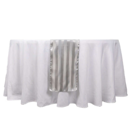 Satin 12"x108" Table Runner Silver Stripe - Stripe Table Decor - Bell Racket Store