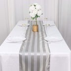 Satin 12"x108" Table Runner Silver Stripe - Stripe Table Decor - Bell Racket Store