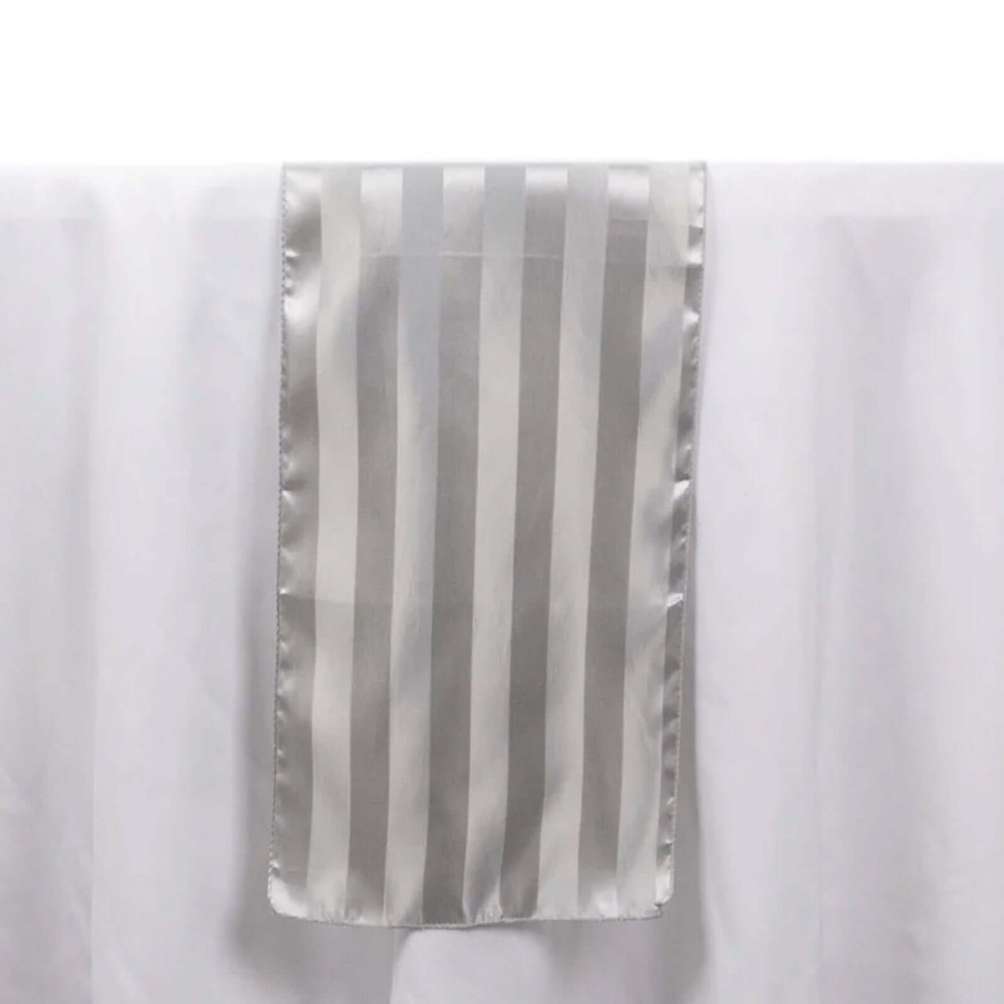 Satin 12"x108" Table Runner Silver Stripe - Stripe Table Decor - Bell Racket Store