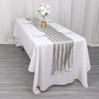Satin 12"x108" Table Runner Silver Stripe - Stripe Table Decor - Bell Racket Store