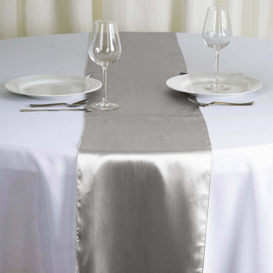 Satin 12"x108" Table Runner Silver - Stylish Table Linen - NestOCart