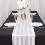 Satin 12"x108" Table Runner White - Stripe Classic Wedding & Event Table Decor - Bell Racket Store