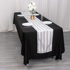 Satin 12"x108" Table Runner White - Stripe Classic Wedding & Event Table Decor - Bell Racket Store