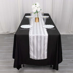 Satin 12"x108" Table Runner White - Stripe Classic Wedding & Event Table Decor - Bell Racket Store