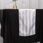 Satin 12"x108" Table Runner White - Stripe Classic Wedding & Event Table Decor - Bell Racket Store