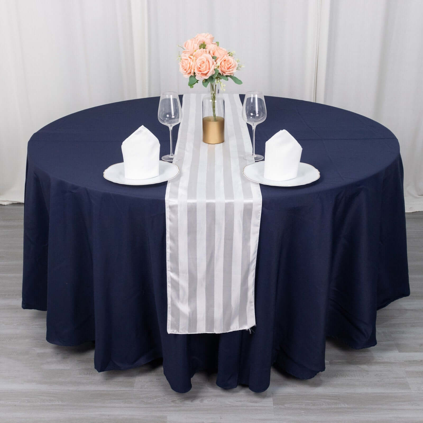 Satin 12"x108" Table Runner White - Stripe Classic Wedding & Event Table Decor - Bell Racket Store