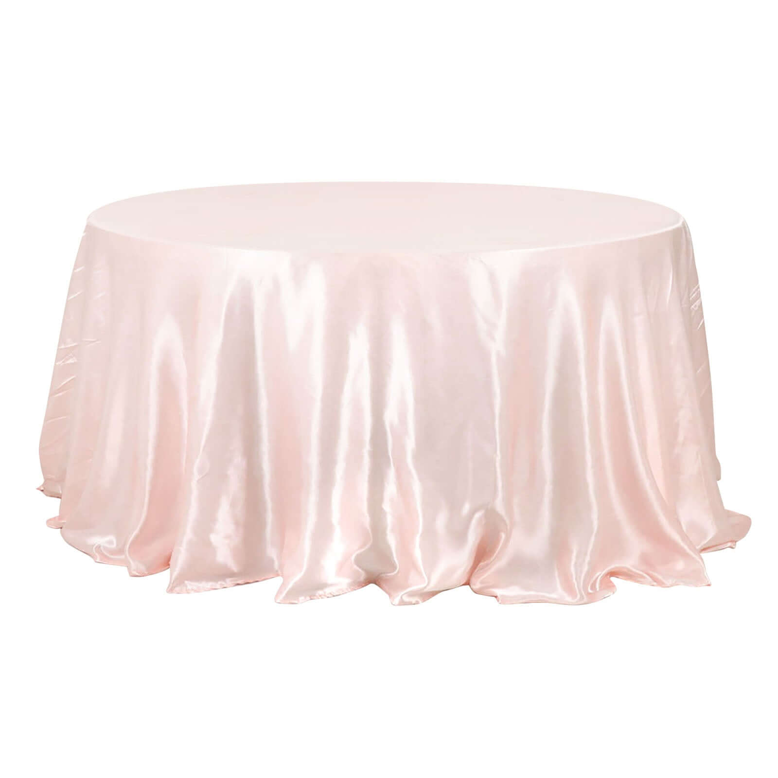 Satin 132" Round Tablecloth Blush - Stylish Seamless Table Cover