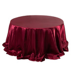 Satin 132" Round Tablecloth Burgundy - Stylish Seamless Table Cover - Bell Racket Store