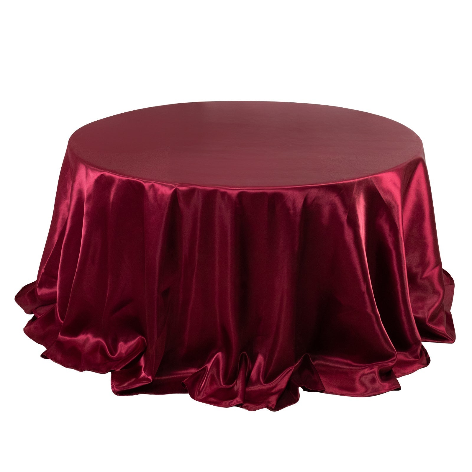Satin 132" Round Tablecloth Burgundy - Stylish Seamless Table Cover - Bell Racket Store