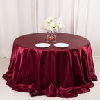Satin 132" Round Tablecloth Burgundy - Stylish Seamless Table Cover - Bell Racket Store