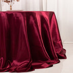 Satin 132" Round Tablecloth Burgundy - Stylish Seamless Table Cover - Bell Racket Store