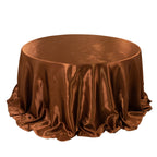Satin 132" Round Tablecloth Cinnamon Brown - Stylish Seamless Table Cover - Bell Racket Store