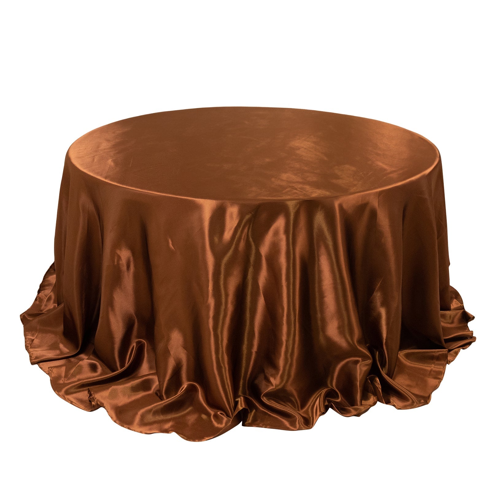 Satin 132" Round Tablecloth Cinnamon Brown - Stylish Seamless Table Cover - Bell Racket Store