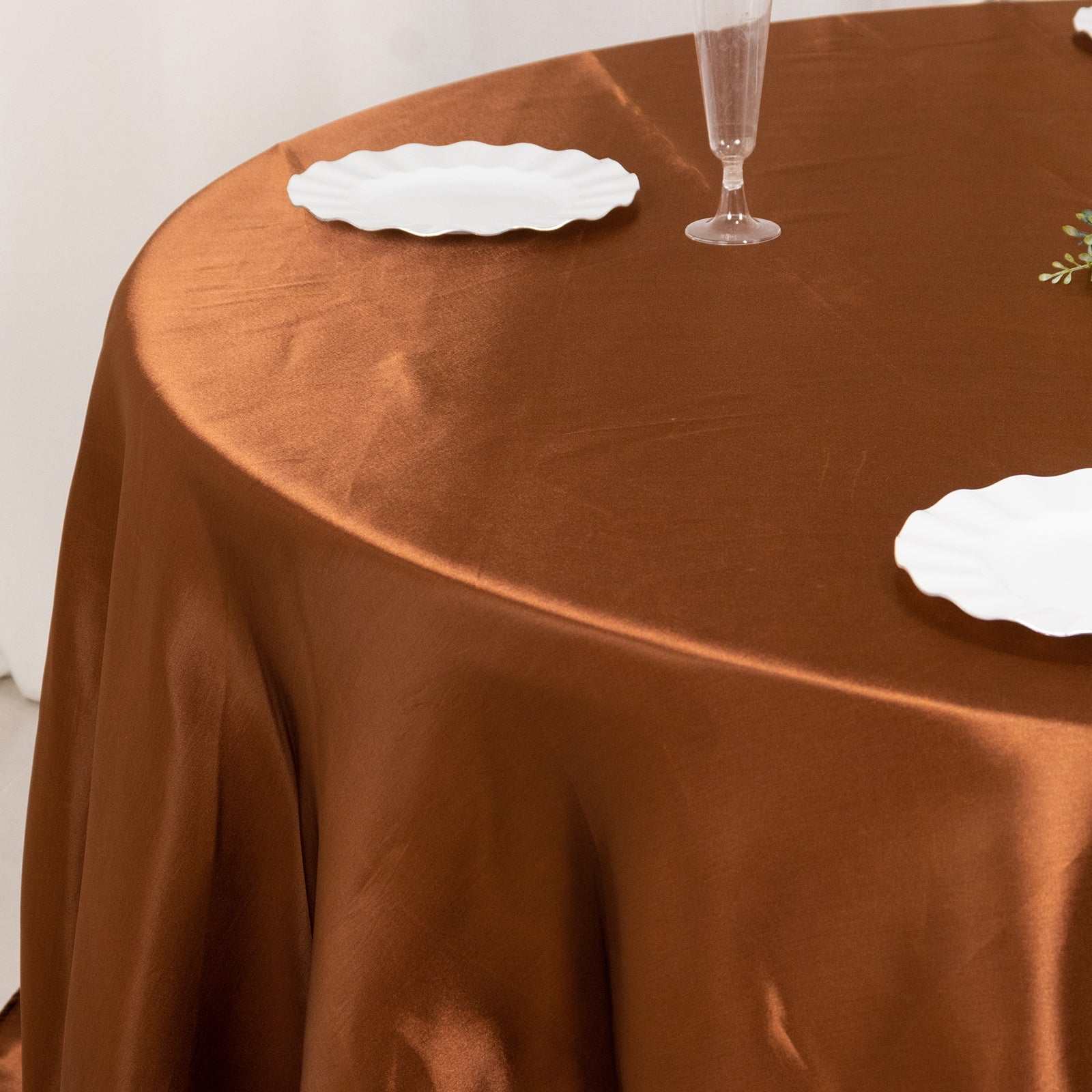 Satin 132" Round Tablecloth Cinnamon Brown - Stylish Seamless Table Cover - Bell Racket Store