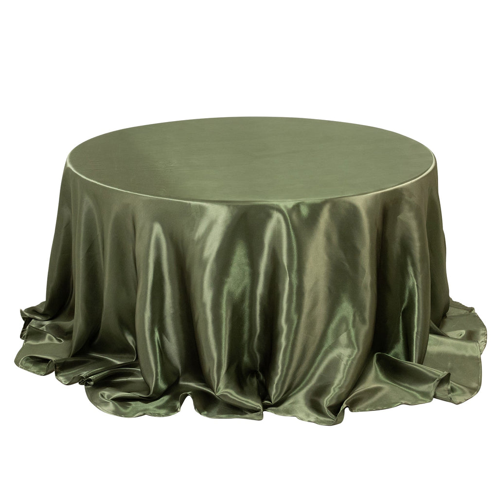 Satin 132" Round Tablecloth Dusty Sage Green - Stylish Seamless Table Cover - Bell Racket Store