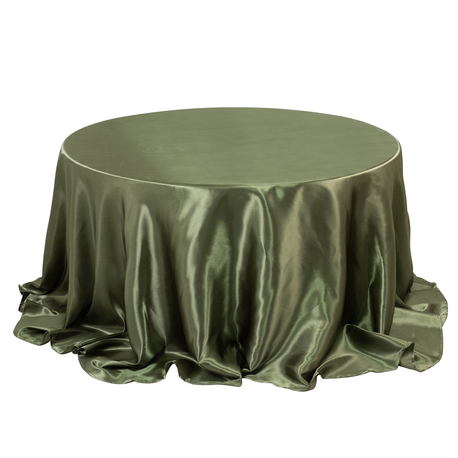 Satin 132" Round Tablecloth Dusty Sage Green - Stylish Seamless Table Cover - Bell Racket Store
