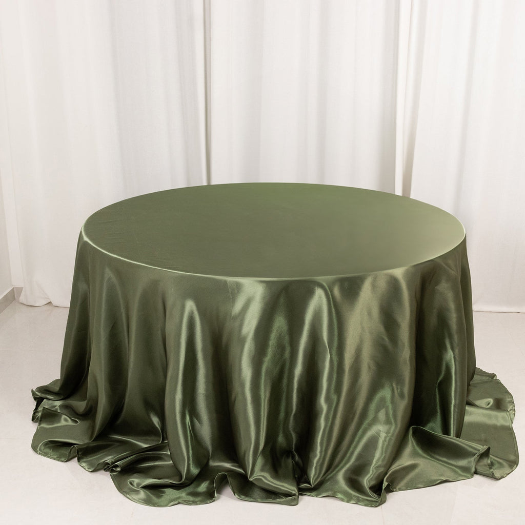 Satin 132" Round Tablecloth Dusty Sage Green - Stylish Seamless Table Cover - Bell Racket Store