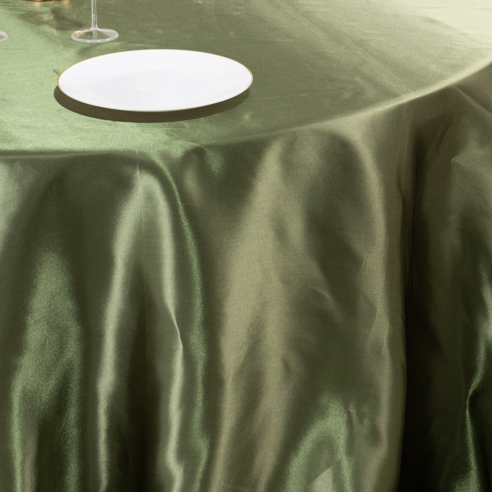 Satin 132" Round Tablecloth Dusty Sage Green - Stylish Seamless Table Cover - Bell Racket Store
