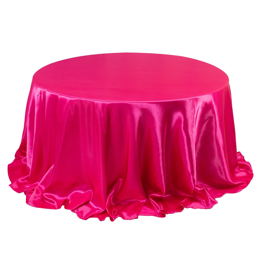 Satin 132" Round Tablecloth Fuchsia - Stylish Seamless Table Cover - Bell Racket Store