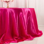 Satin 132" Round Tablecloth Fuchsia - Stylish Seamless Table Cover - Bell Racket Store