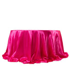 Satin 132" Round Tablecloth Fuchsia - Stylish Seamless Table Cover - Bell Racket Store