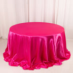 Satin 132" Round Tablecloth Fuchsia - Stylish Seamless Table Cover - Bell Racket Store