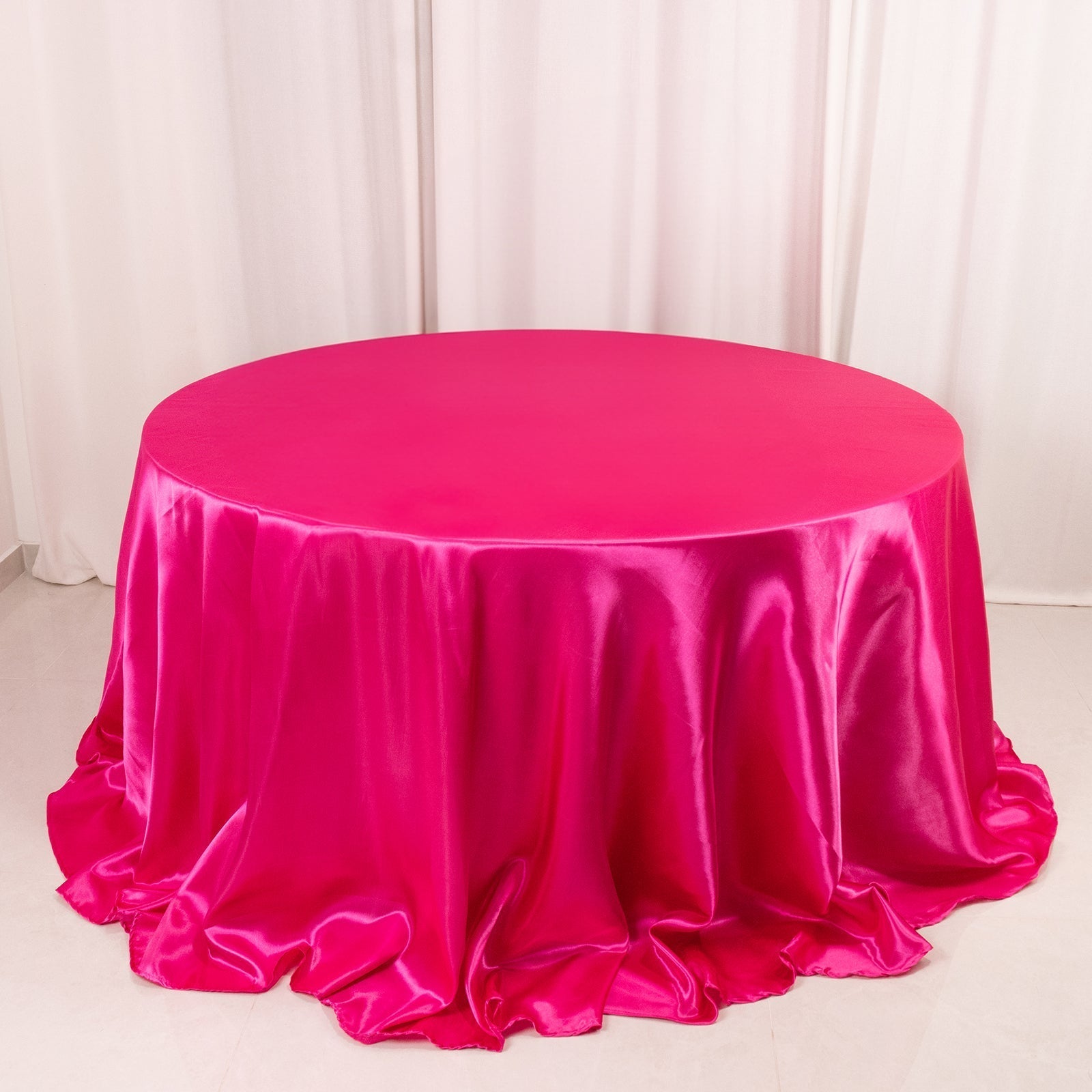 Satin 132" Round Tablecloth Fuchsia - Stylish Seamless Table Cover - Bell Racket Store