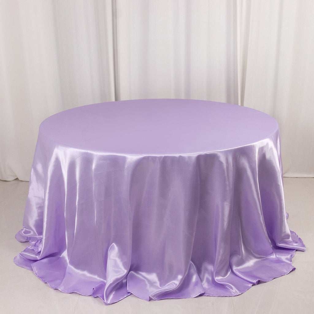 Satin 132" Round Tablecloth Lavender Lilac - Stylish Seamless Table Cover - Bell Racket Store