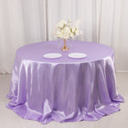 Satin 132" Round Tablecloth Lavender Lilac - Stylish Seamless Table Cover - Bell Racket Store