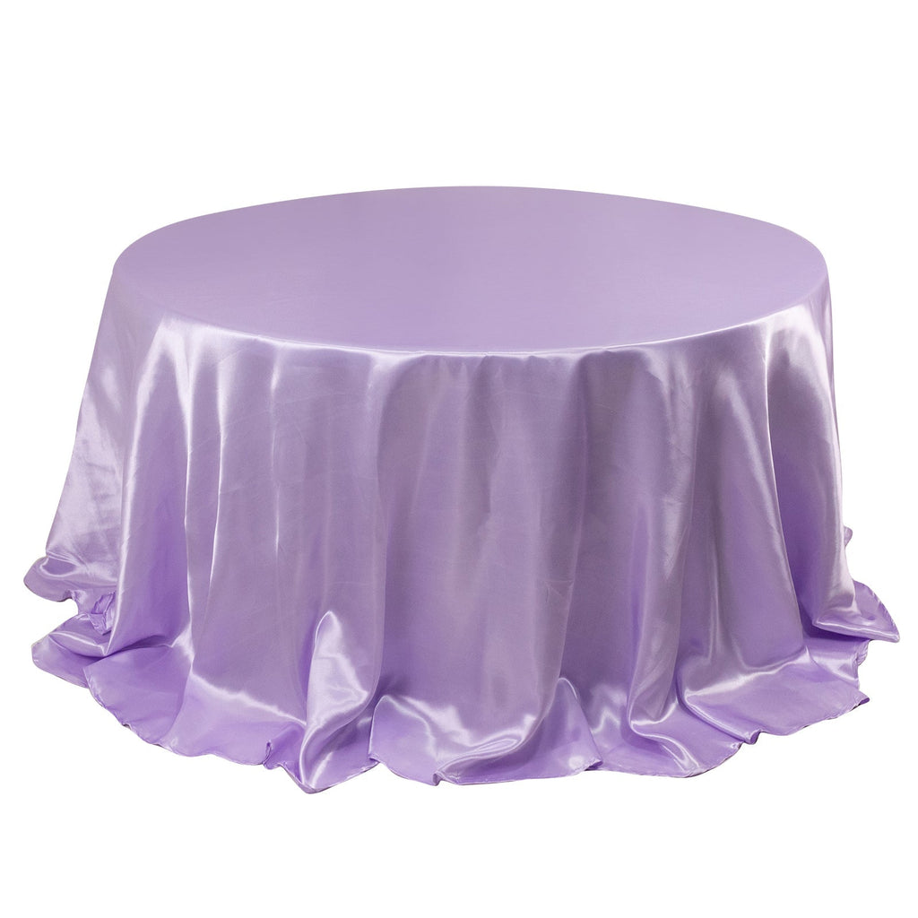 Satin 132" Round Tablecloth Lavender Lilac - Stylish Seamless Table Cover - Bell Racket Store